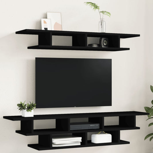 Nástěnné TV jednotky černé kompozitní dřevo