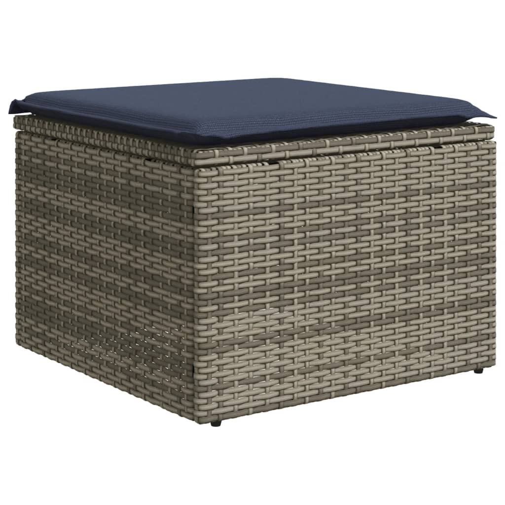 10Dílná Zahradní Sada Pohovek S Polštáři Šedá Polyratan