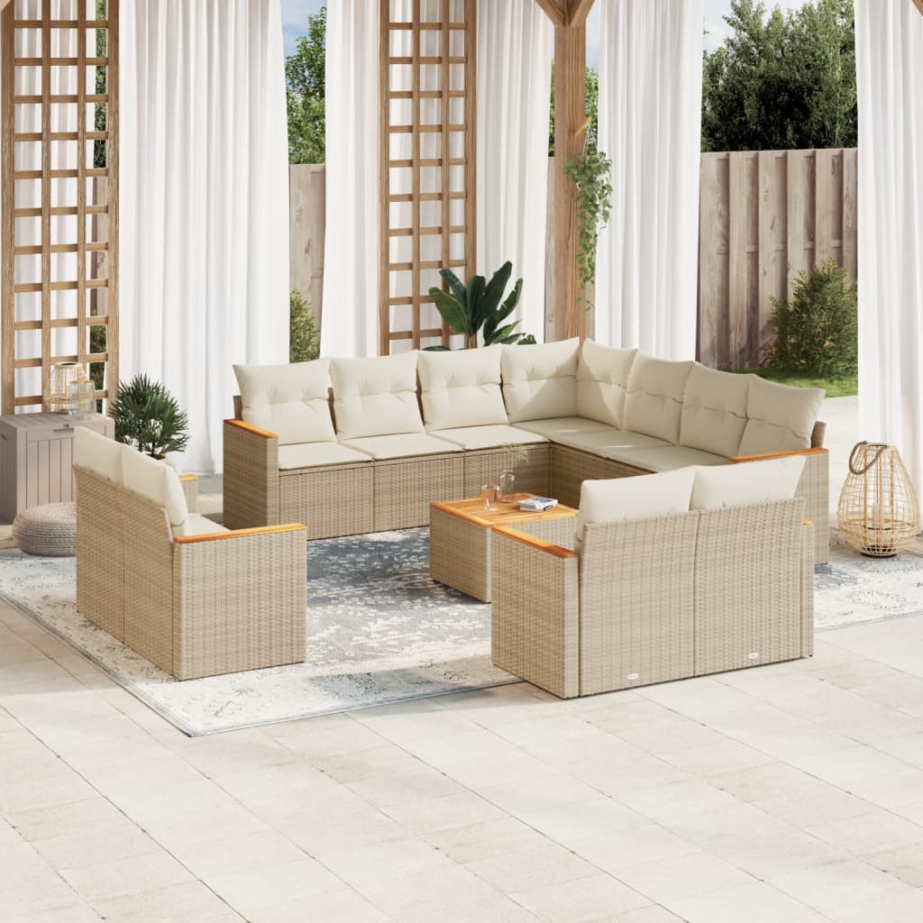 11Dílná Zahradní Sedací Souprava S Poduškami Černá Polyratan