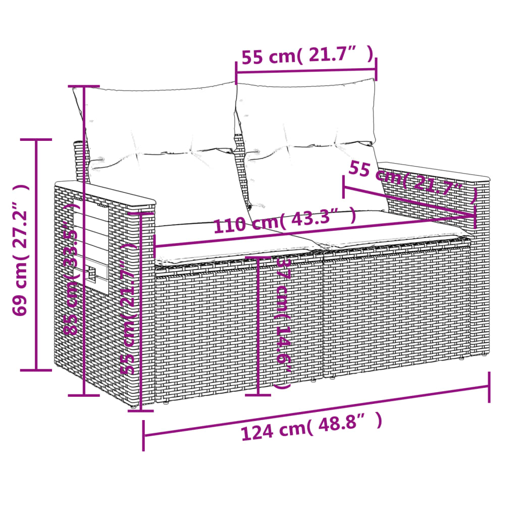 6Dílná Zahradní Sedací Souprava S Poduškami Béžová Polyratan