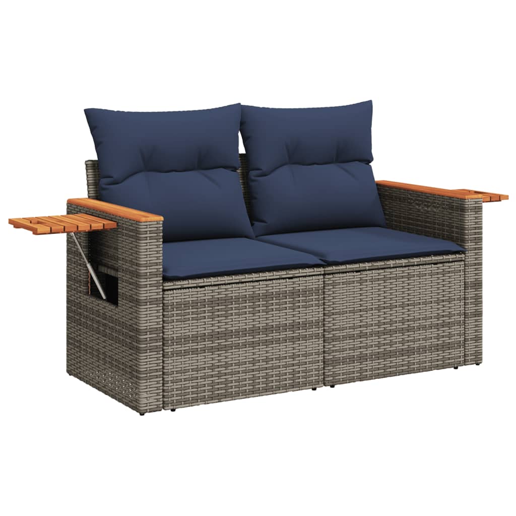 7Dílná Zahradní Sedací Souprava S Poduškami Šedá Polyratan