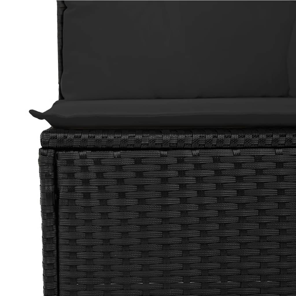 9Dílná Zahradní Sedací Souprava S Poduškami Černá Polyratan