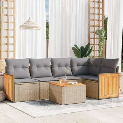 6Dílná Zahradní Sedací Souprava S Poduškami Béžová Polyratan