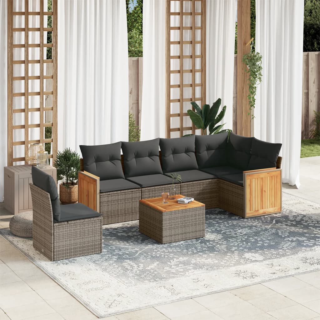 7Dílná Zahradní Sedací Souprava S Poduškami Béžová Polyratan