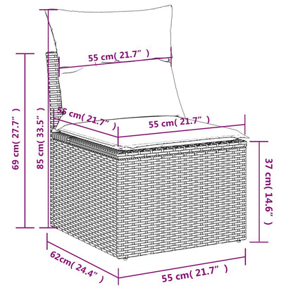 10Dílná Zahradní Sada Pohovek S Polštáři Šedá Polyratan