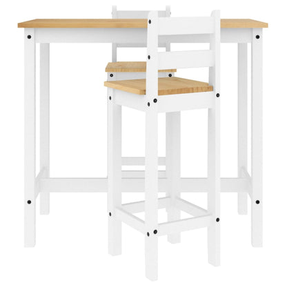 3 Dílný Barový Set Bílý Masivní Borové Dřevo Bílá