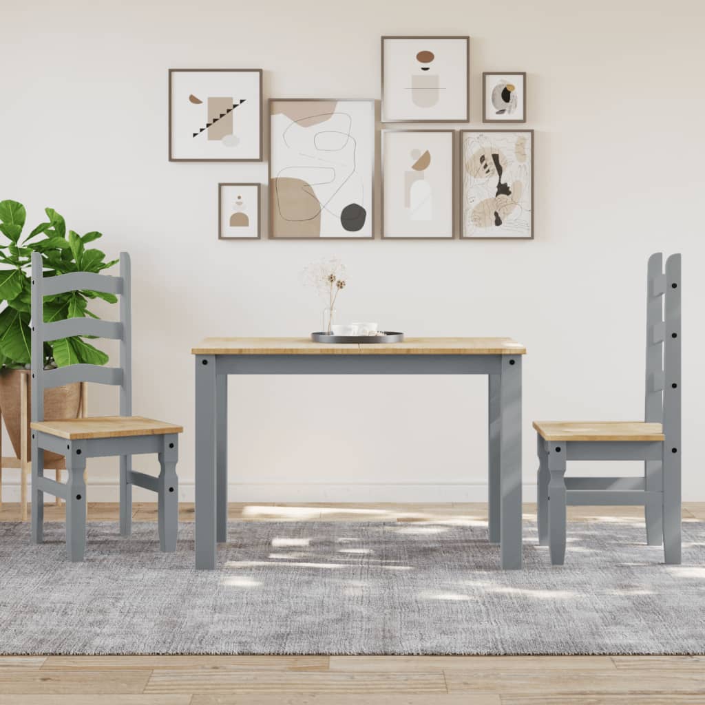 Jídelní Stůl Panama Šedý 117 X 60 X 75 Cm Masivní Borové Dřevo Černá