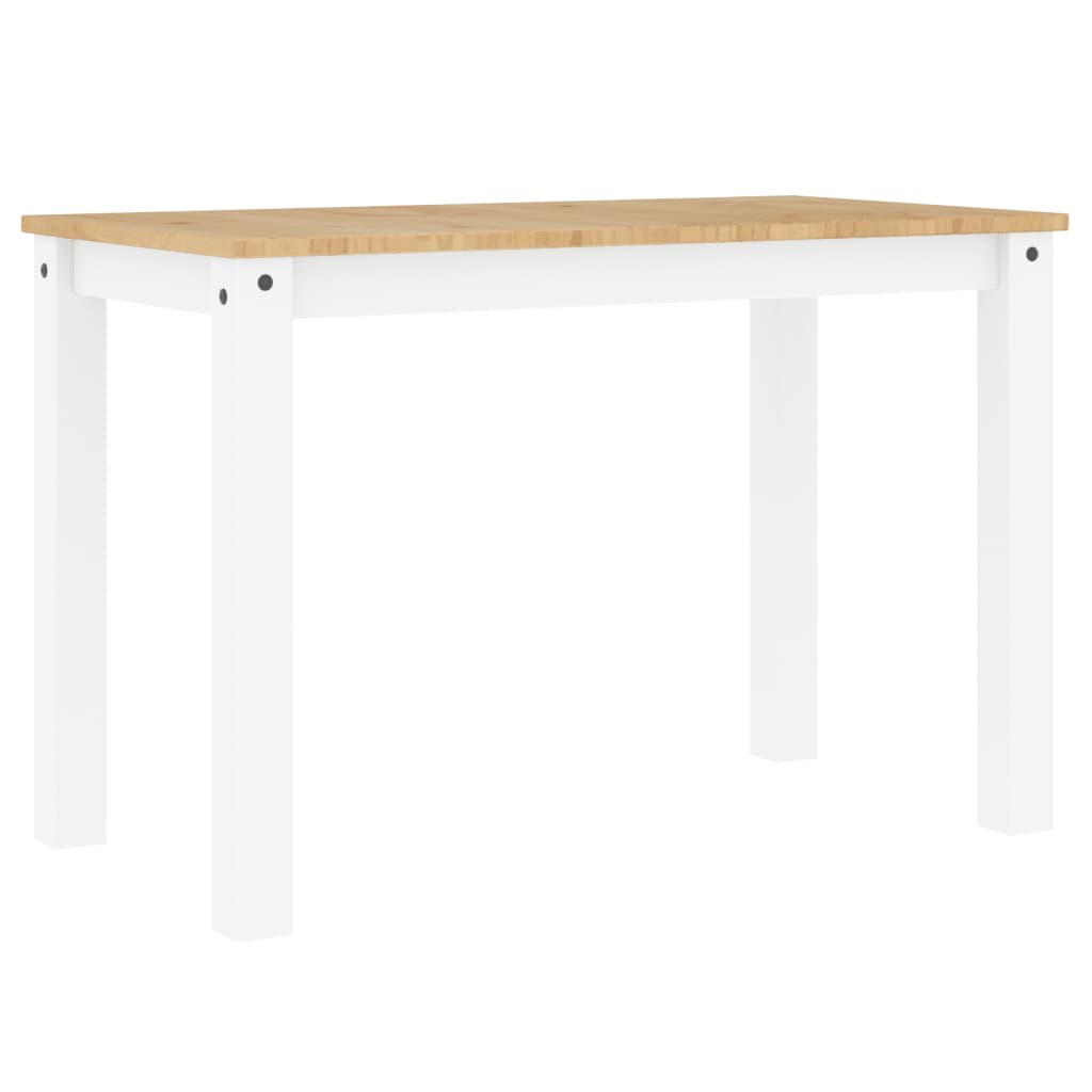 Jídelní Stůl Panama Bílý 117 X 60 X 75 Cm Masivní Borové Dřevo Vzor Listí