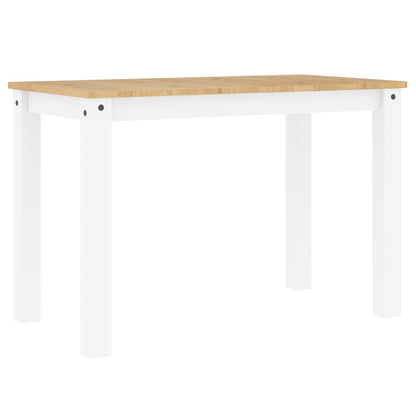 Jídelní Stůl Panama Bílý 117 X 60 X 75 Cm Masivní Borové Dřevo Vzor Listí