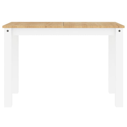 Jídelní Stůl Panama Bílý 117 X 60 X 75 Cm Masivní Borové Dřevo Vzor Listí