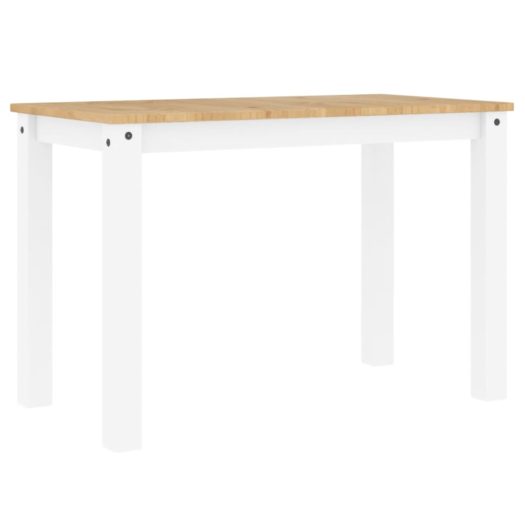 Jídelní Stůl Panama Bílý 117 X 60 X 75 Cm Masivní Borové Dřevo Vzor Listí