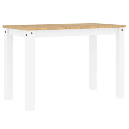 Jídelní Stůl Panama Bílý 117 X 60 X 75 Cm Masivní Borové Dřevo Vzor Listí