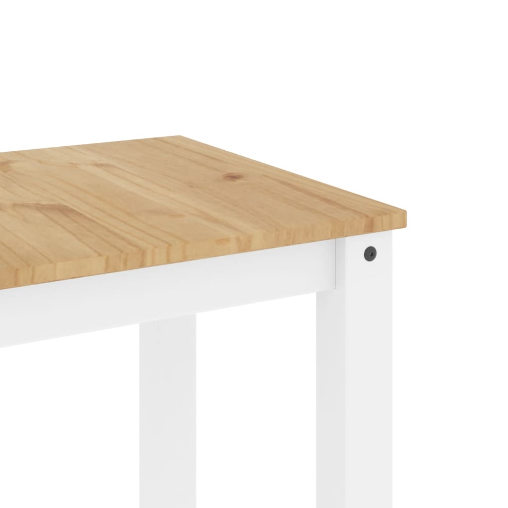 Jídelní Stůl Panama Bílý 117 X 60 X 75 Cm Masivní Borové Dřevo Vzor Listí