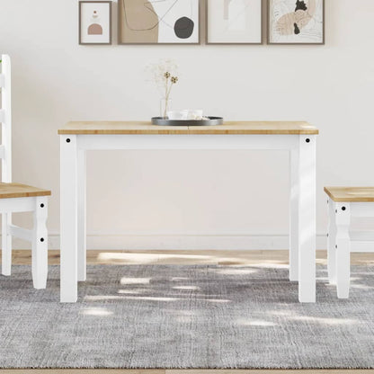Jídelní Stůl Panama Bílý 117 X 60 X 75 Cm Masivní Borové Dřevo Vzor Listí