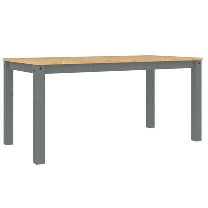 Jídelní Stůl Panama Šedý 160 X 80 X 75 Cm Masivní Borové Dřevo Vzor Listí