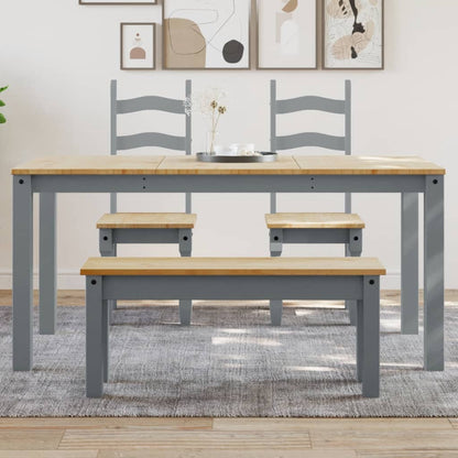 Jídelní Stůl Panama Šedý 160 X 80 X 75 Cm Masivní Borové Dřevo Vzor Listí