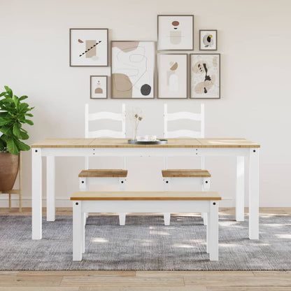 Jídelní Stůl Panama Bílý 180 X 90 X 75 Cm Masivní Borové Dřevo Vzor Listí