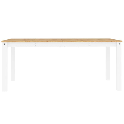 Jídelní Stůl Panama Bílý 180 X 90 X 75 Cm Masivní Borové Dřevo Vzor Listí