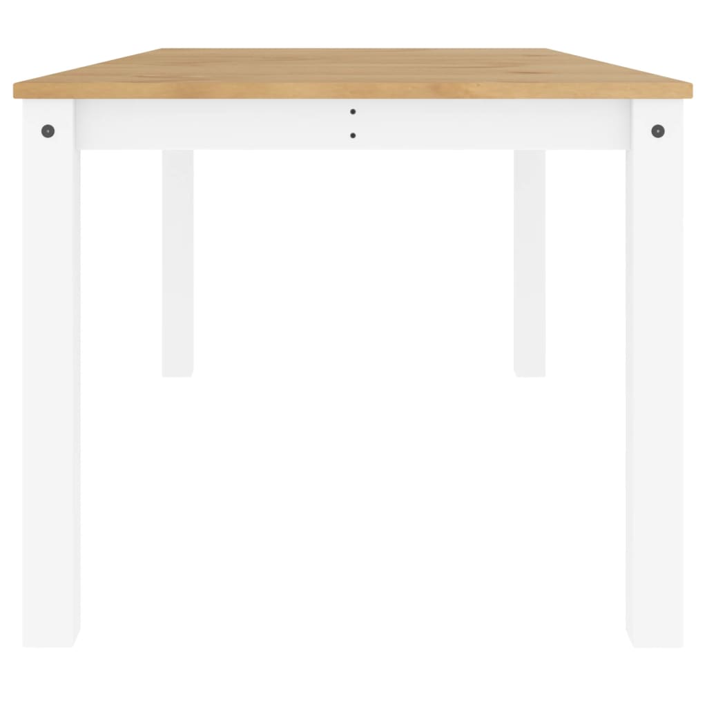 Jídelní Stůl Panama Bílý 180 X 90 X 75 Cm Masivní Borové Dřevo Vzor Listí