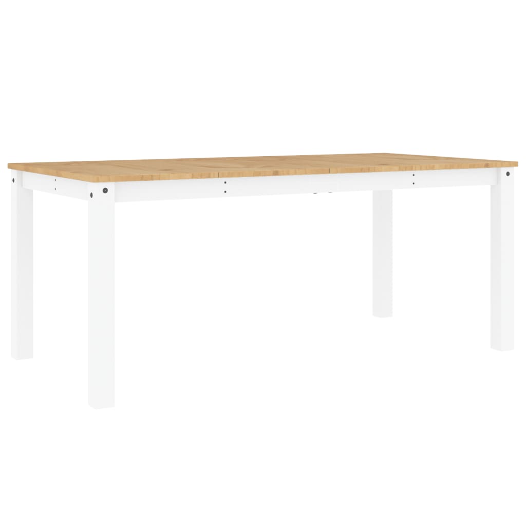Jídelní Stůl Panama Bílý 180 X 90 X 75 Cm Masivní Borové Dřevo Vzor Listí