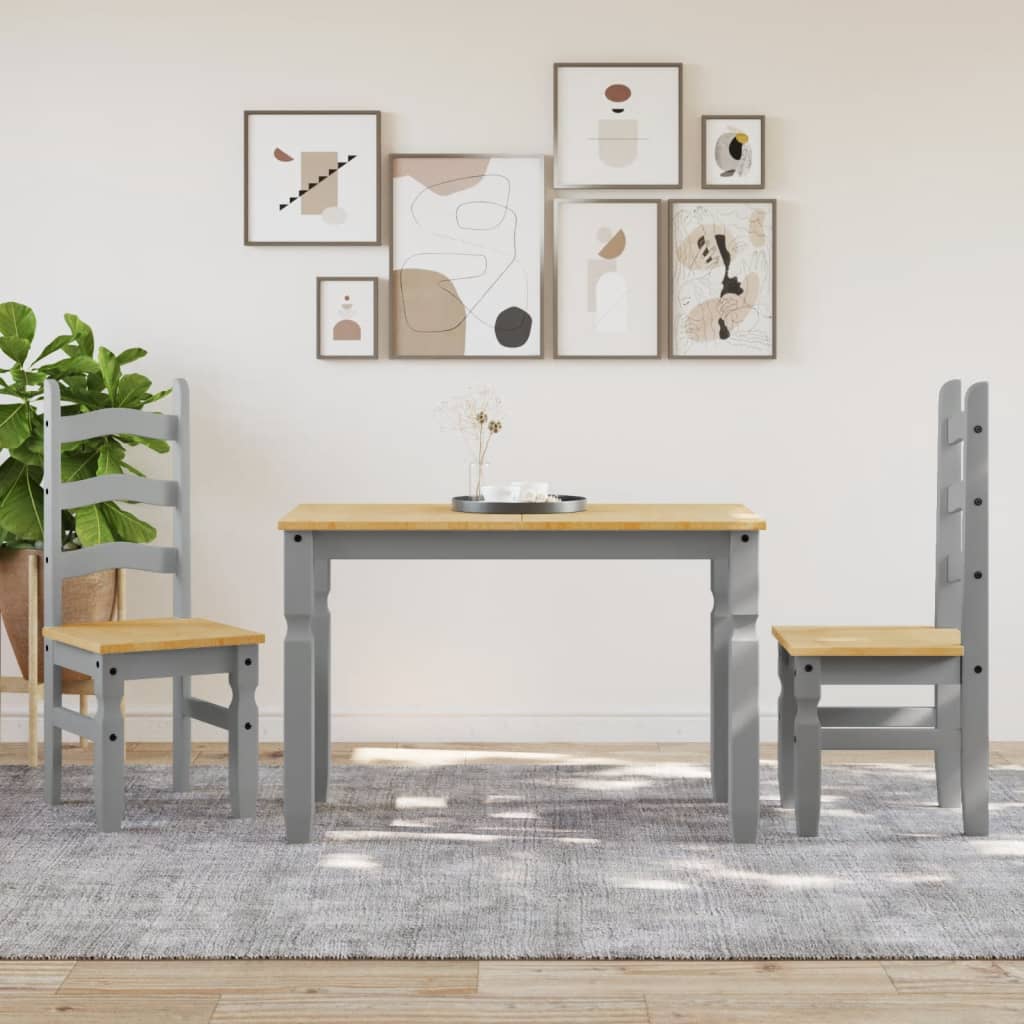 Jídelní Stůl Corona Šedý 112 X 60 X 75 Cm Masivní Borové Dřevo Černá