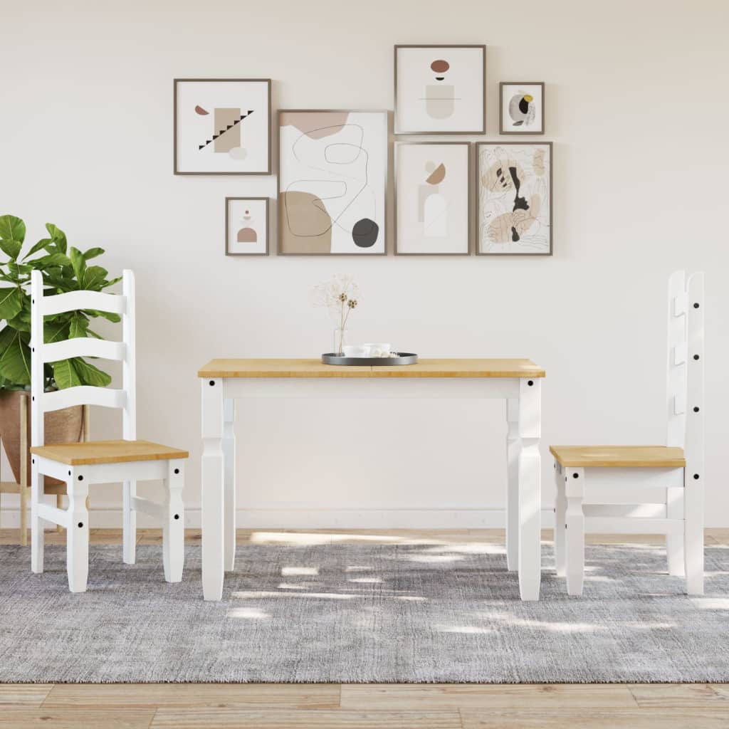 Jídelní Stůl Corona Bílý 112 X 60 X 75 Cm Masivní Borové Dřevo Bílá A Černá