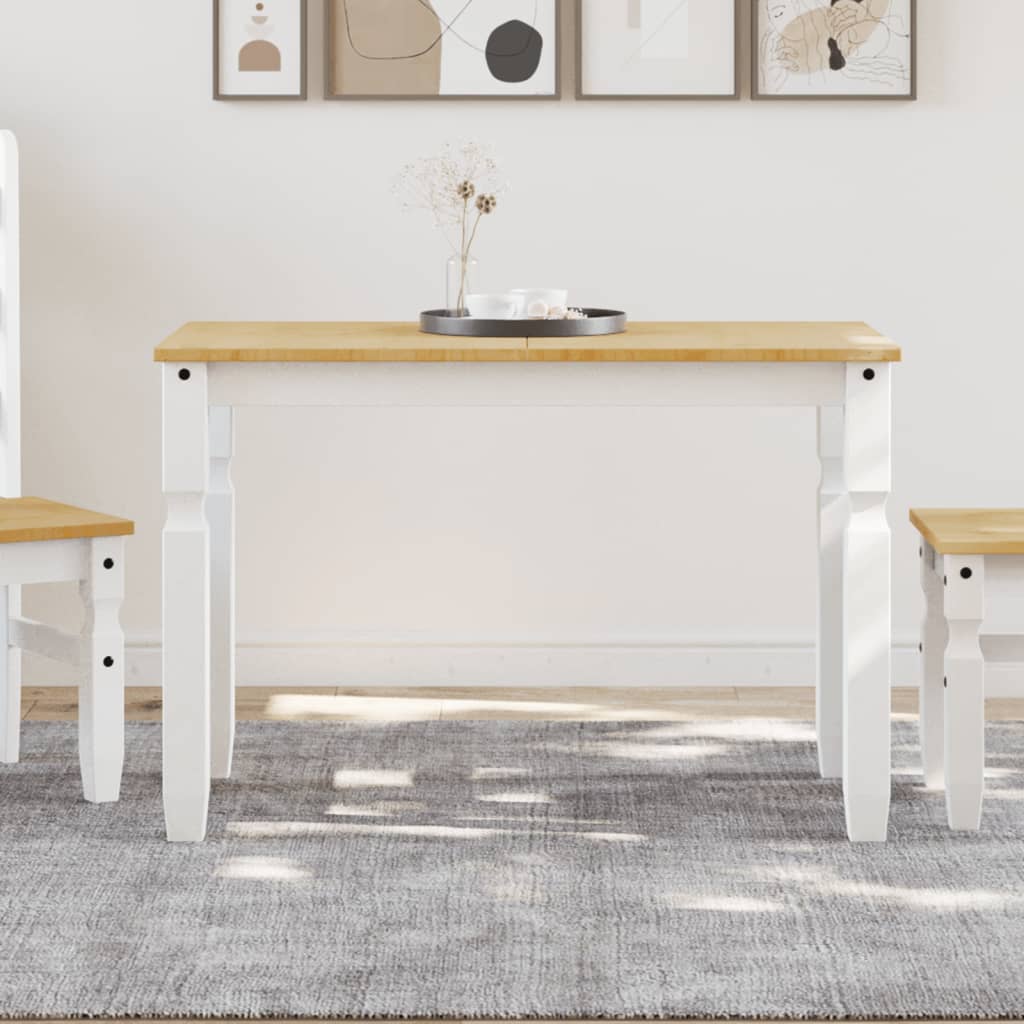Jídelní Stůl Corona Bílý 112 X 60 X 75 Cm Masivní Borové Dřevo Bílá A Černá