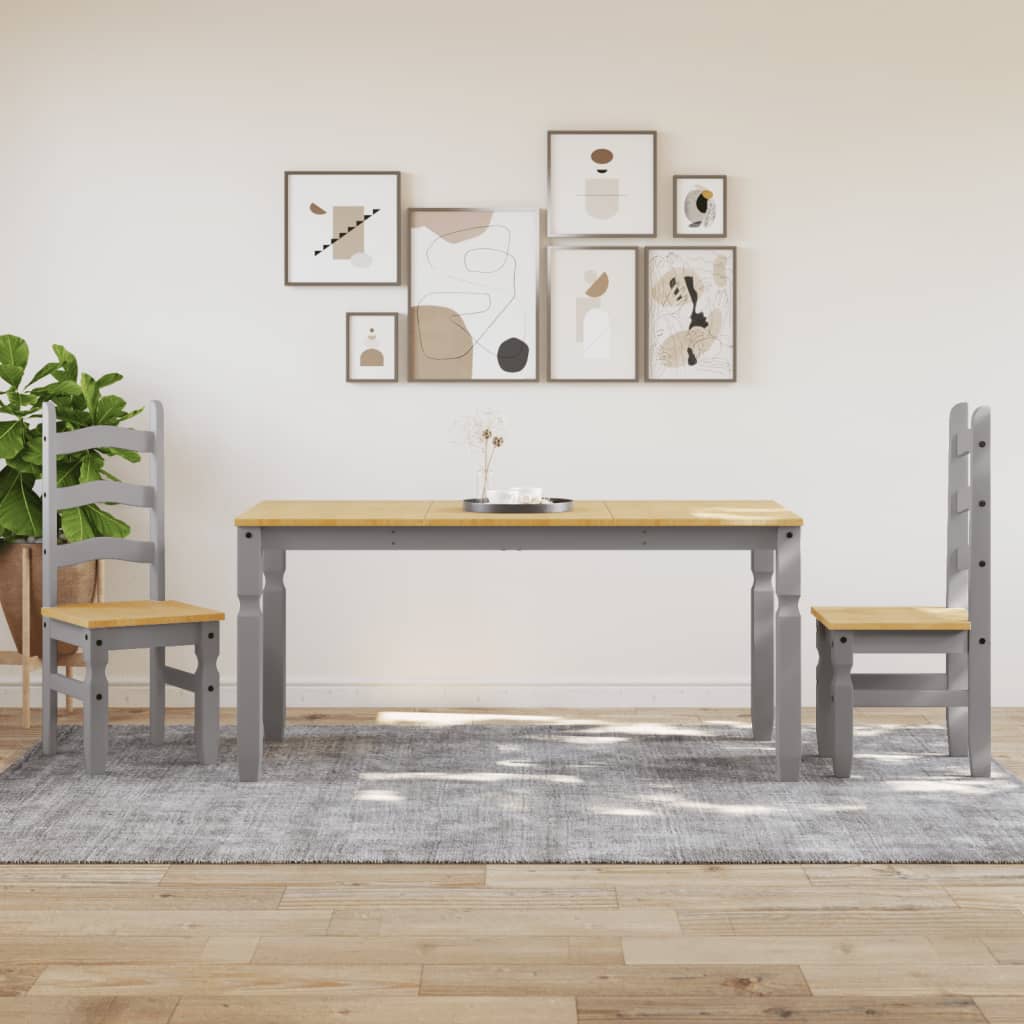 Jídelní Stůl Corona Šedý 160 X 80 X 75 Cm Masivní Borové Dřevo