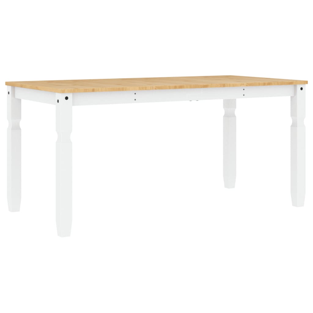 Jídelní Stůl Corona Bílý 160 X 80 X 75 Cm Masivní Borové Dřevo Vzor Listí