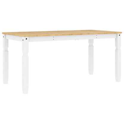 Jídelní Stůl Corona Bílý 160 X 80 X 75 Cm Masivní Borové Dřevo Vzor Listí