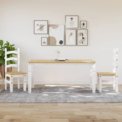 Jídelní Stůl Corona Bílý 160 X 80 X 75 Cm Masivní Borové Dřevo Vzor Listí