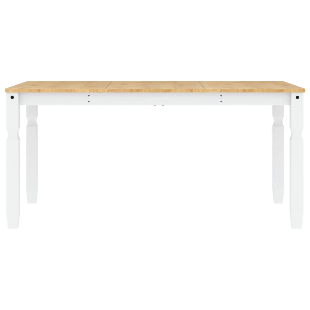 Jídelní Stůl Corona Bílý 160 X 80 X 75 Cm Masivní Borové Dřevo Vzor Listí
