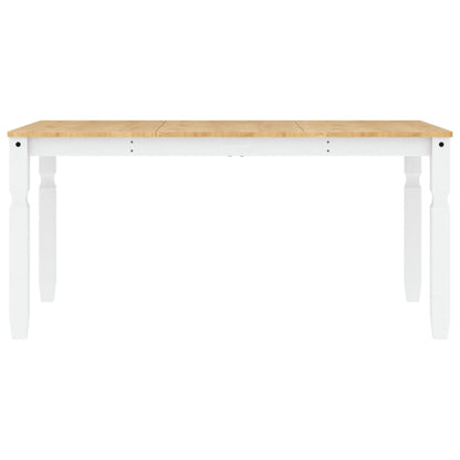 Jídelní Stůl Corona Bílý 160 X 80 X 75 Cm Masivní Borové Dřevo Vzor Listí