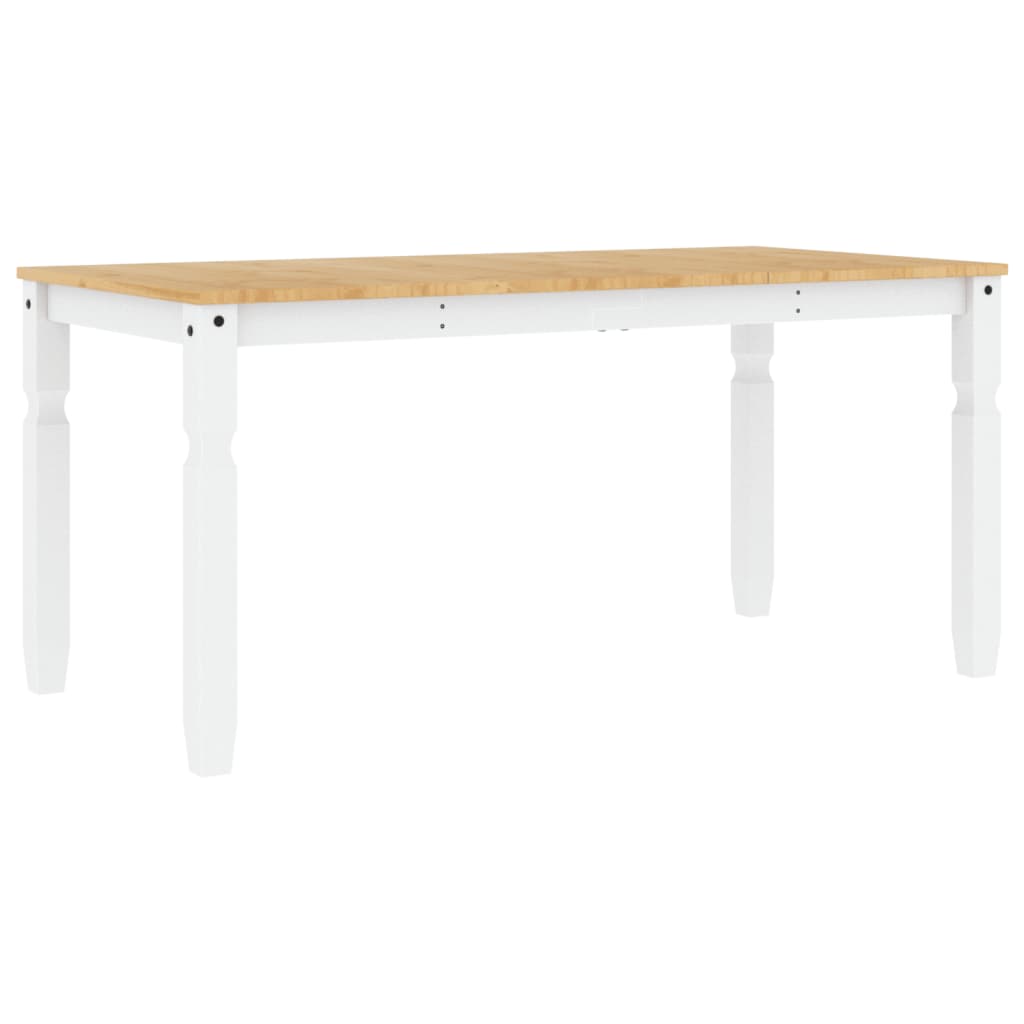 Jídelní Stůl Corona Bílý 160 X 80 X 75 Cm Masivní Borové Dřevo Vzor Listí