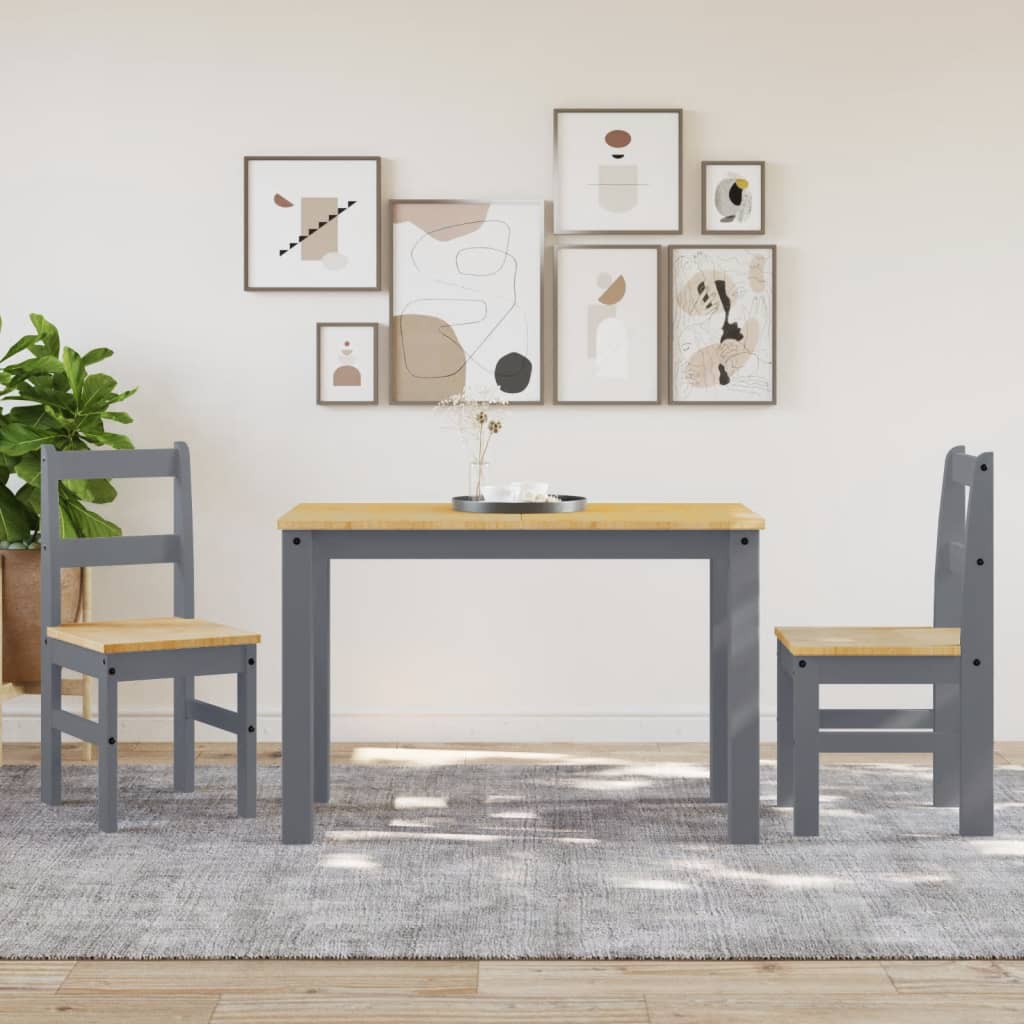 Jídelní Židle 2 Ks Panama Šedé 40 X 46 X 90 Cm Masivní Borovice