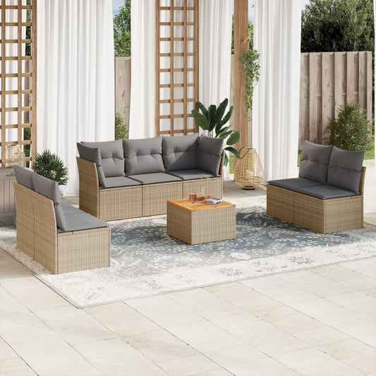 8Dílná Zahradní Sedací Souprava S Poduškami Béžová Polyratan