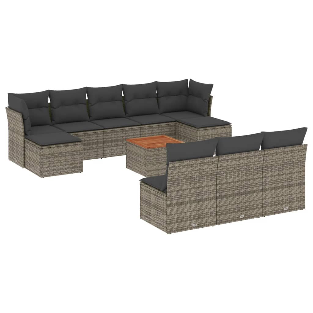 11Dílná Zahradní Sedací Souprava S Poduškami Šedá Polyratan