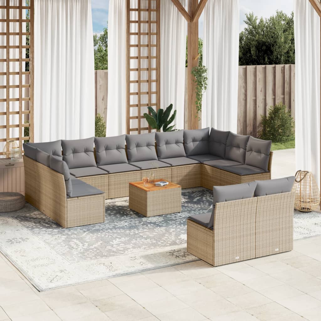 13Dílný Zahradní Sedací Souprava S Poduškami Černý Polyratan