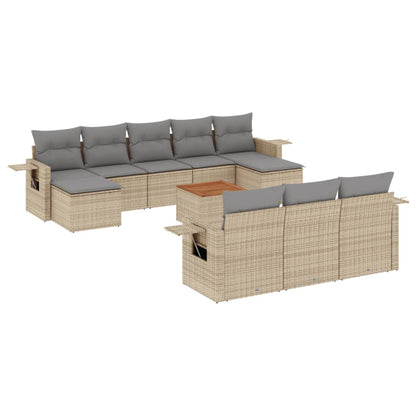 11Dílný Zahradní Sedací Souprava S Poduškami Béžový Polyratan