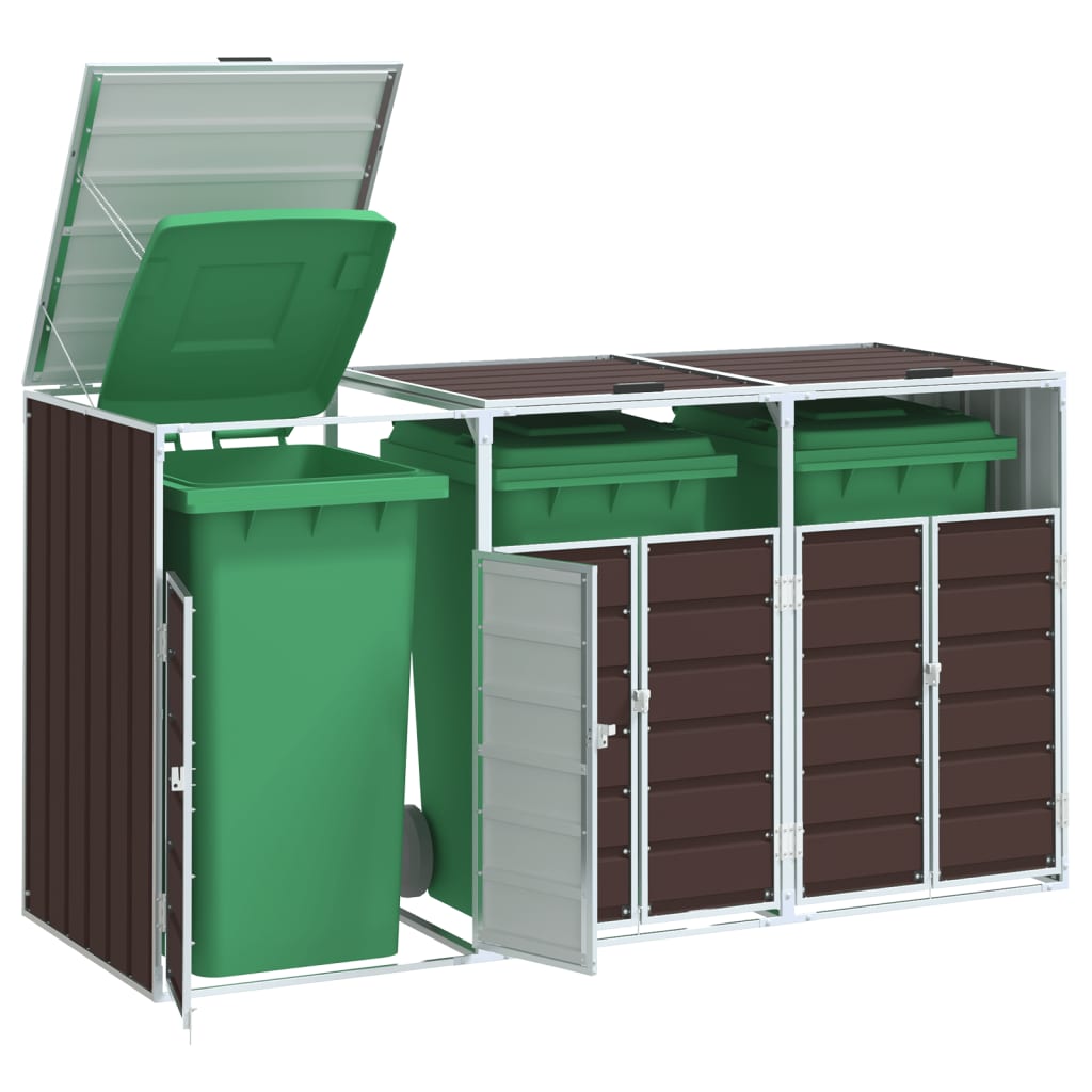 Box Na 3 Popelnice Šedý 216 X 81 X 115 Cm Ocel