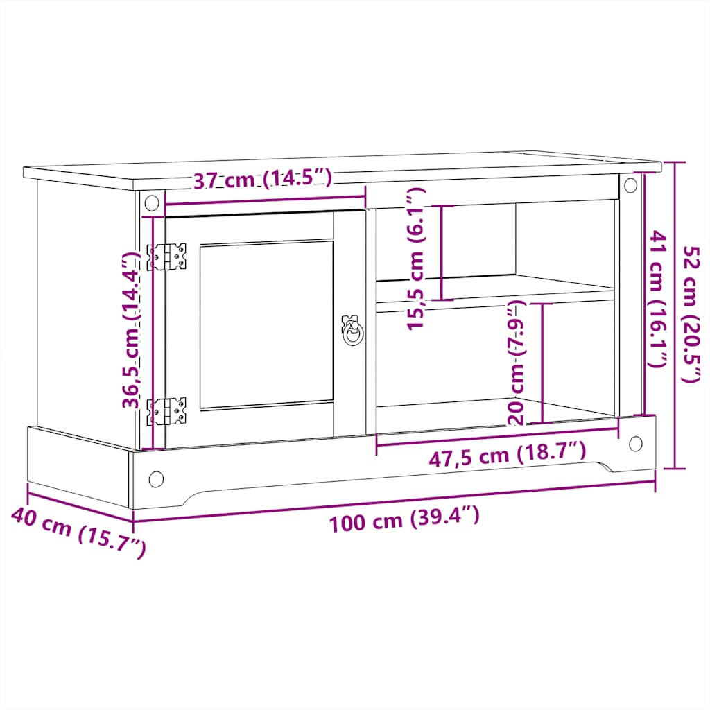 Tv Skříňka Corona 100 X 40 X 52 Cm Masivní Borové Dřevo
