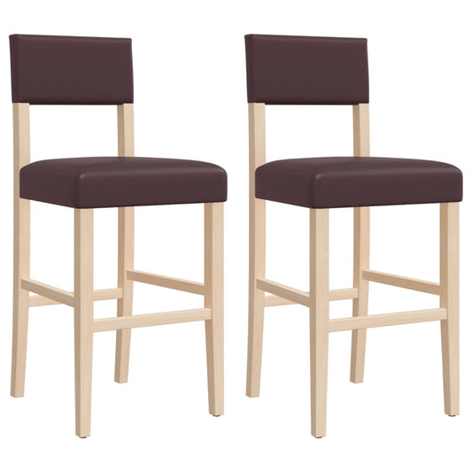 Barové Židle 2 Ks Masivního Kaučukové Dřevo A Umělá Kůže