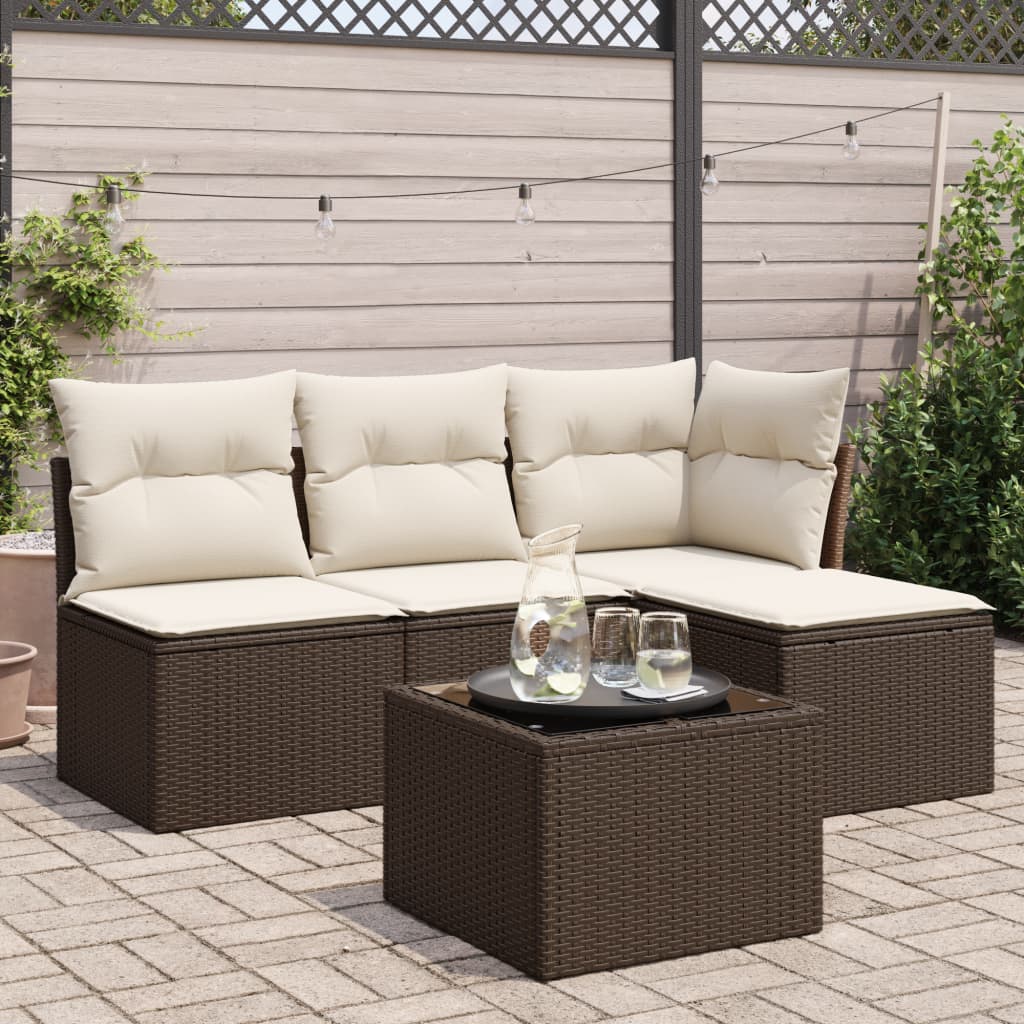 5Dílná Zahradní Sedací Souprava S Poduškami Černá Polyratan