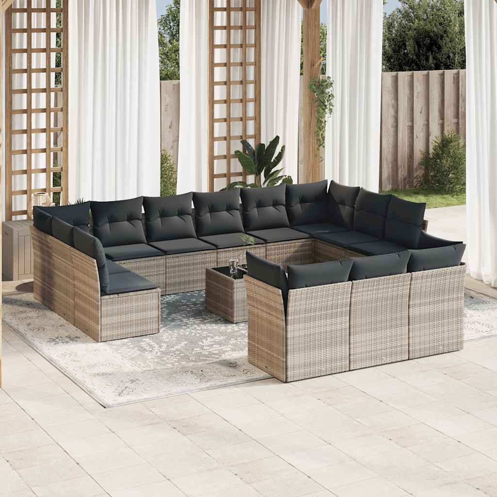 13Dílný Zahradní Sedací Souprava S Poduškami Černý Polyratan