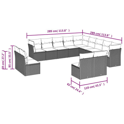 13Dílná Zahradní Sedací Souprava S Poduškami Béžová Polyratan