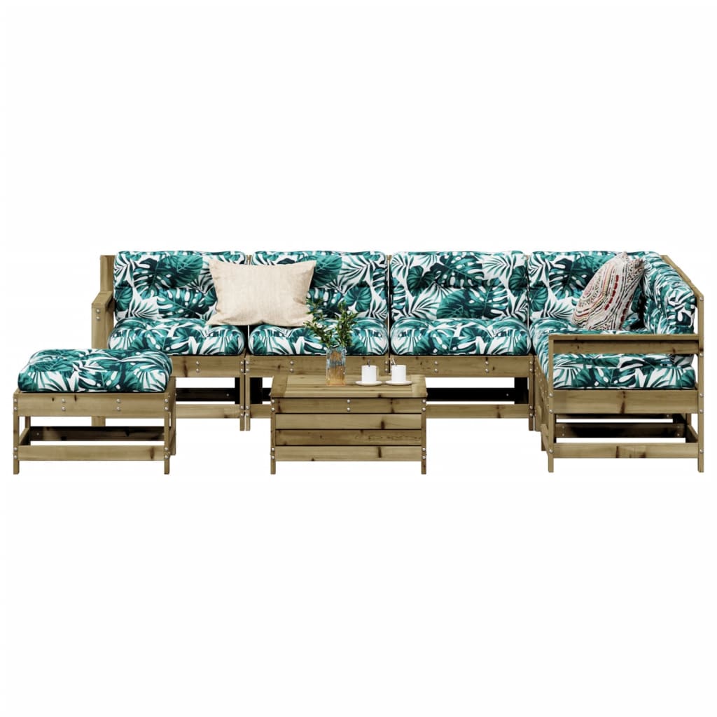 8Dílná Zahradní Sedací Souprava A Podušky Impregnovaná Borovice