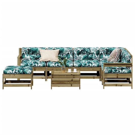 8Dílná Zahradní Sedací Souprava A Podušky Impregnovaná Borovice