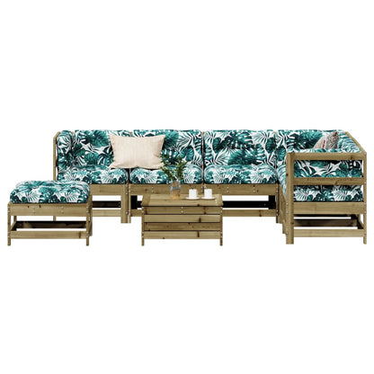 8Dílná Zahradní Sedací Souprava A Podušky Impregnovaná Borovice