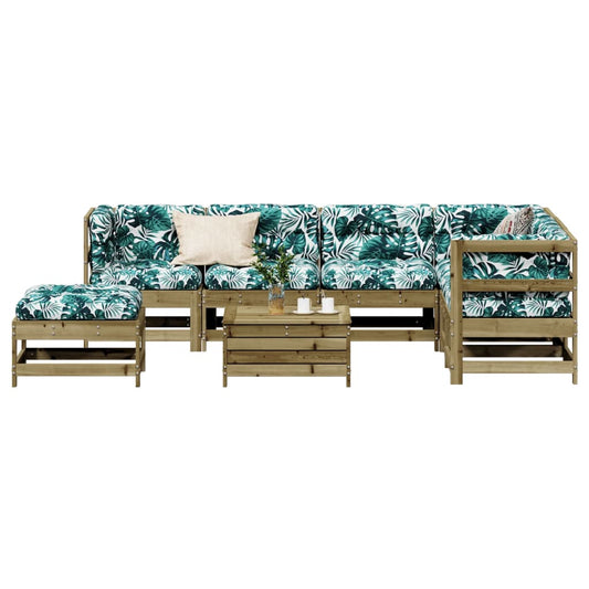 8Dílná Zahradní Sedací Souprava A Podušky Impregnovaná Borovice