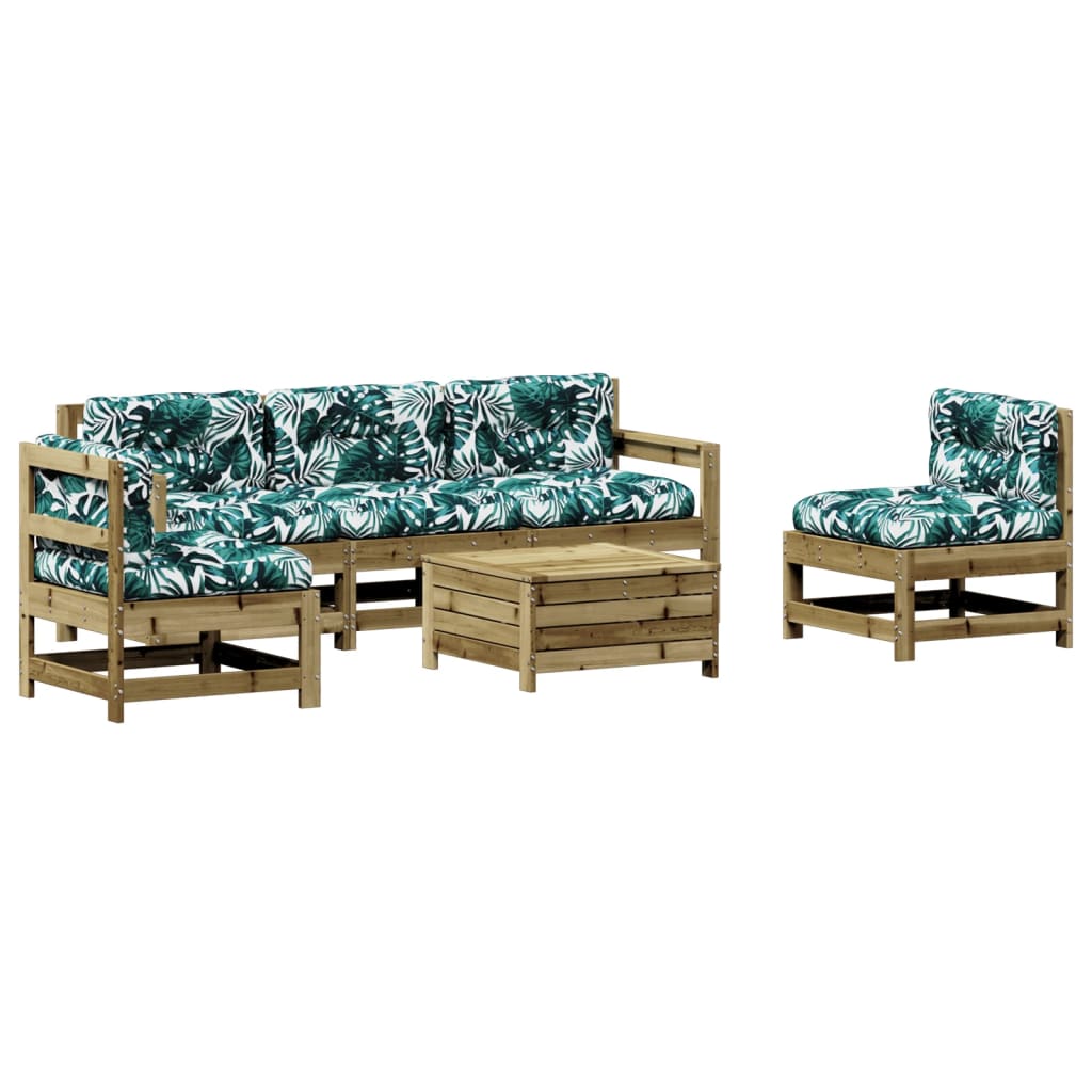 6Dílná Zahradní Sedací Souprava A Podušky Impregnovaná Borovice
